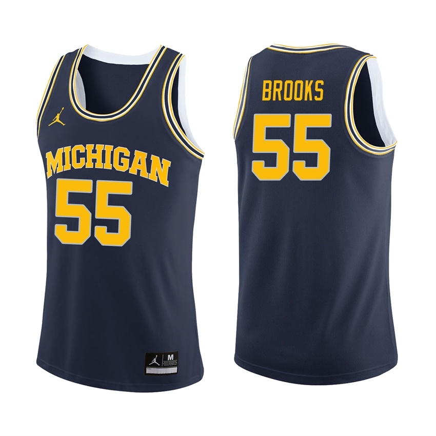 Michigan Wolverines Men's NCAA Eli Brooks #55 Navy College Basketball Jersey JNE6149SS